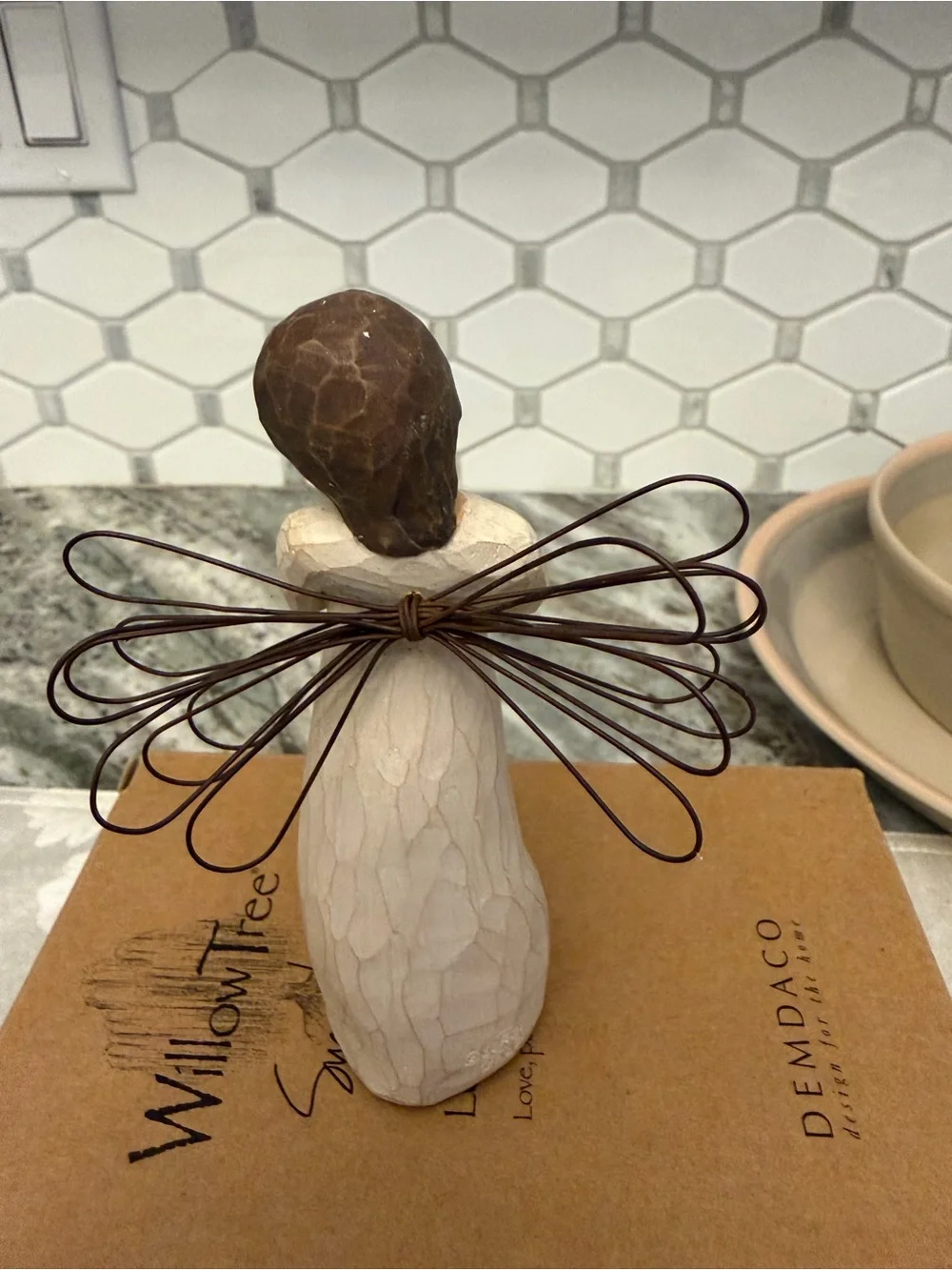 Willow Tree Angel Figurine with Rose - Beige & Brown NWT